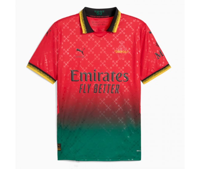 Maglia da calcio AC Milan x OFF-WHITE per adulti rosso-verde 2024