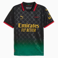 Maglia da calcio AC Milan x OFF-WHITE per adulti nera e verde acqua 2024