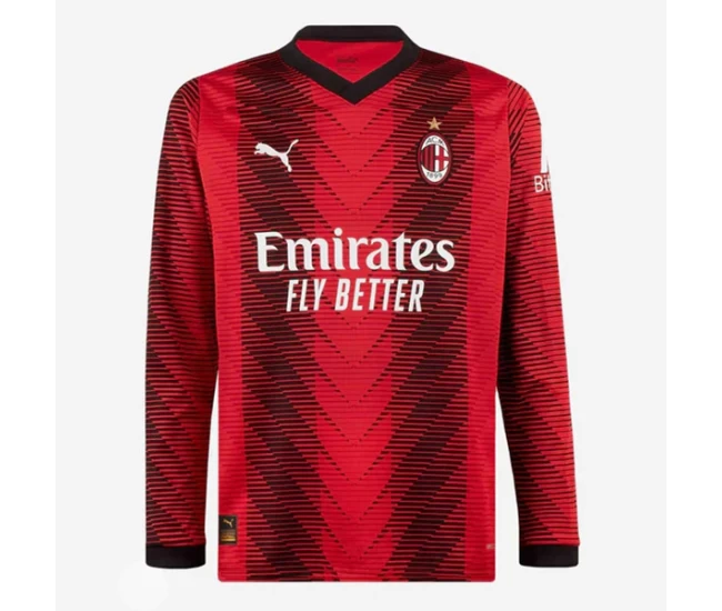 Maglia da calcio da casa a maniche lunghe da uomo AC Milan 23-24