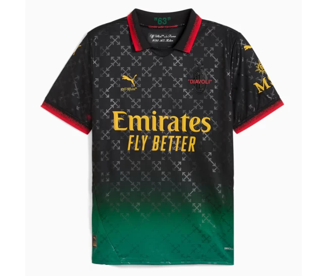 Maglia AC Milan x OFF-WHITE da uomo nera-verde 24-25