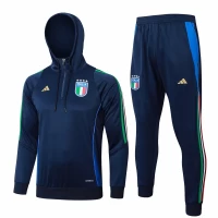 Tuta da calcio tecnica con cappuccio da allenamento blu navy da uomo Italia 2024-25