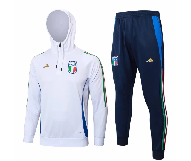 Tuta da calcio tecnica con cappuccio da allenamento bianca da uomo Italia 2024-25
